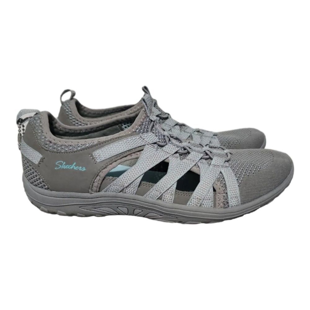 Skechers 158005 Closed Toe Sandals Gray/Aqua Outdoor Lifestyle Shoes Women 8.5